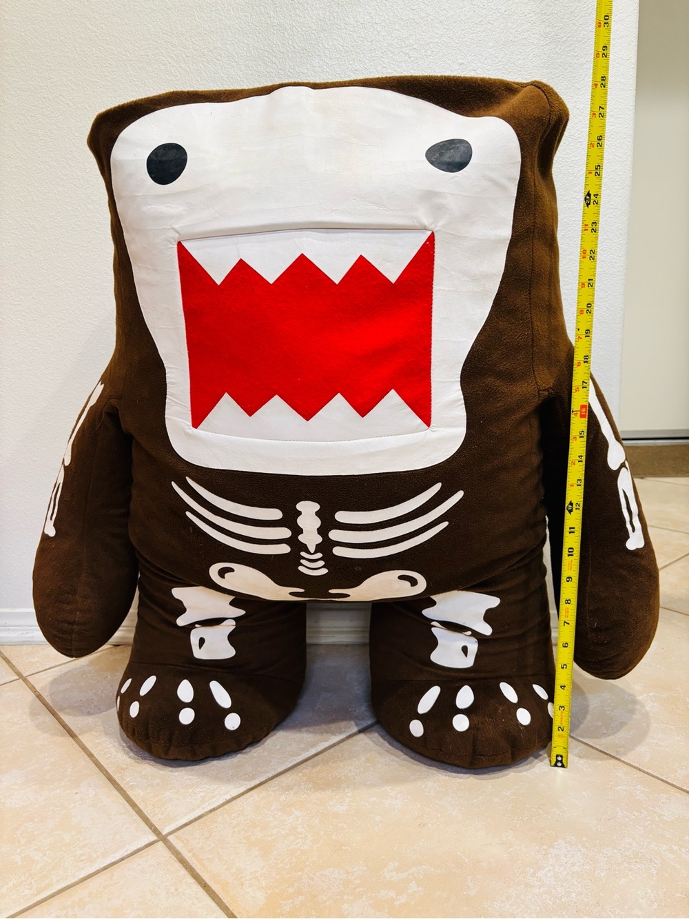 Domo Kun Skeleton Giant 28” Plush Stuffed Peanuts Animal Brown Large Size 2010